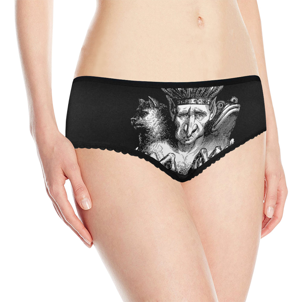 White Panties With Uterus Print Underwear 
