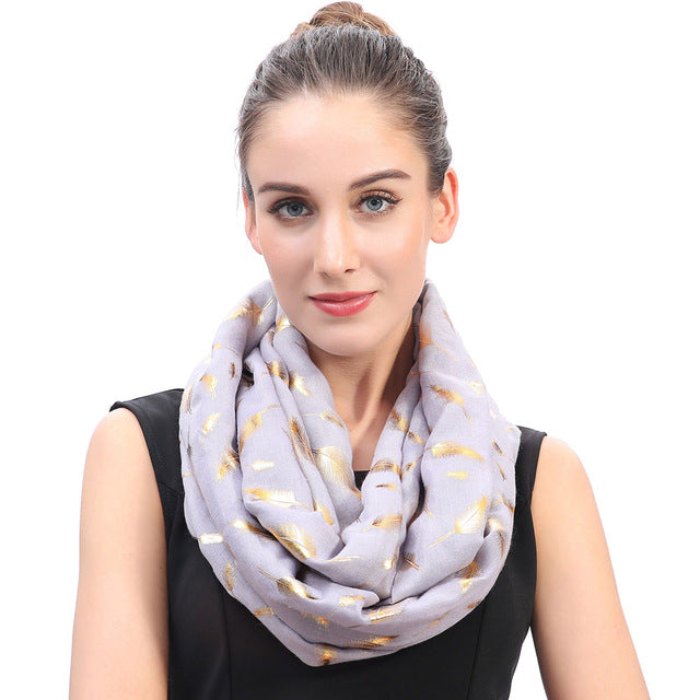 Magic Gold Feather Women's Infinity Loop Scarf